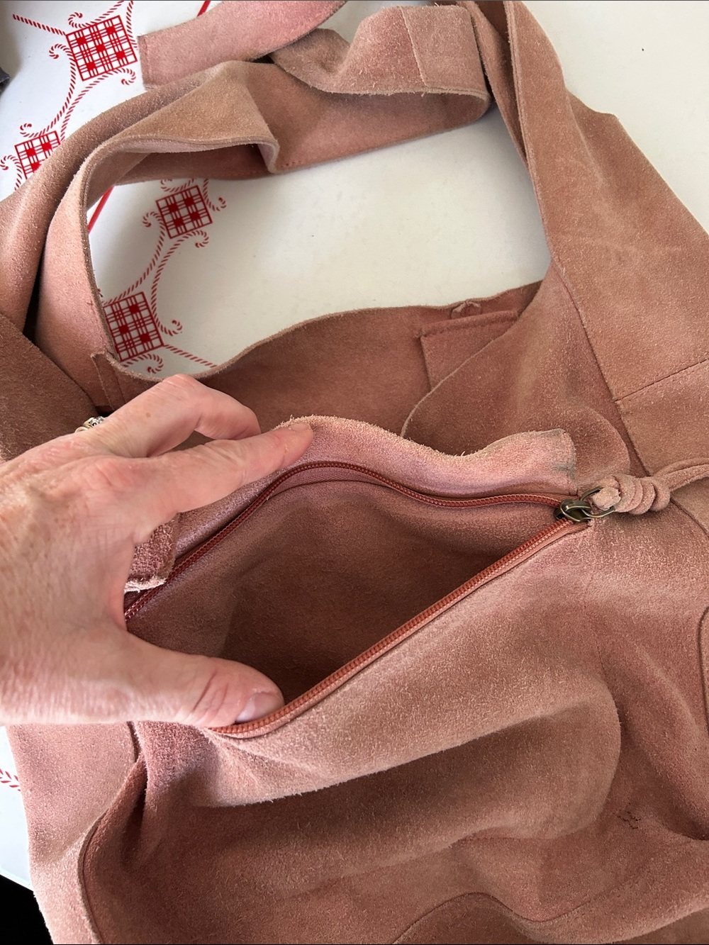 Free People Suede Shoulder Hobo Bag in Dusty Rose Brown - Picture 14 of 15